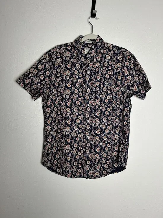 J Crew Men’s Floral Button Down Organic Cotton Shirt Classic Fit Medium
