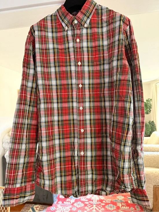 J. Crew Red and Green Plaid Button-Down Shirt