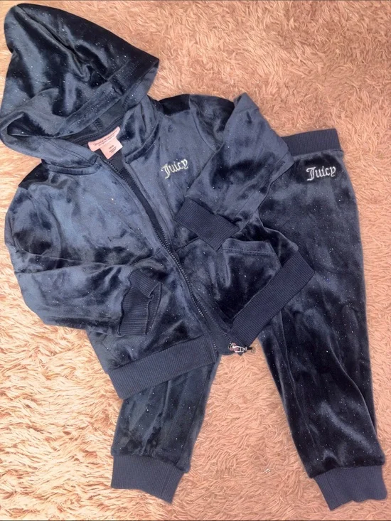 Juicy Couture Black Sparkle Velvet Hoodie & Joggers