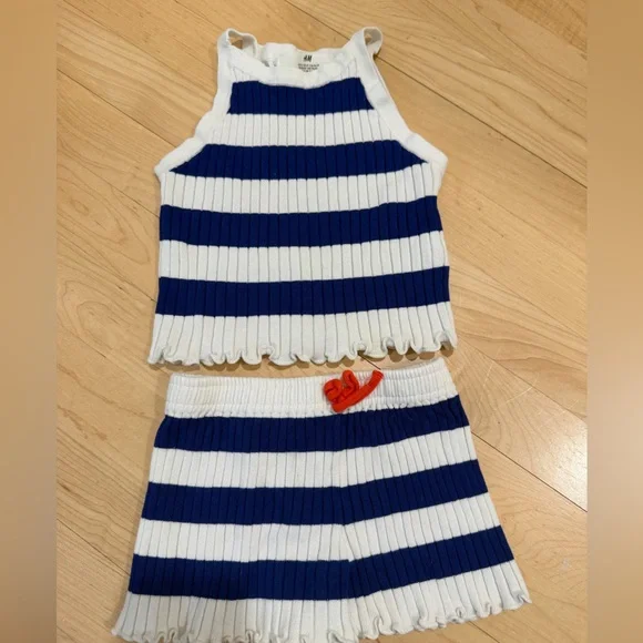 H&M Navy and White Knit Top