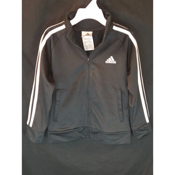 Adidas Tracksuit Set Kids‎ 4T Black White Three Stripe Jacket Pants Outfit