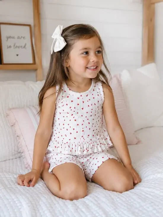 Little Posh Design Handmade Heart Print Ribbed Lounge Set 5