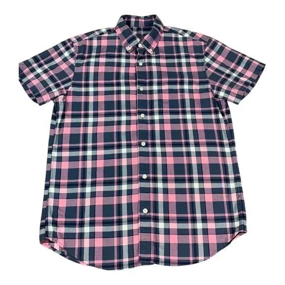 J Crew Men’s Short Sleeve Button Up Shirt, Lightweight Oxford, Slim Fit, Medium