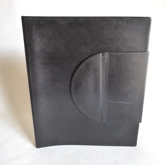 INFUSE BRAND BLACK LEATHER SPIRAL PRESENTATION BOOK SHEET PROTECTOR CASE BINDER