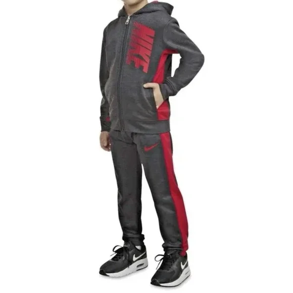 Nike Toddler Boys Size 4T 2-Pc Track Zip Jacket & Jogger Pants Set Black Heather