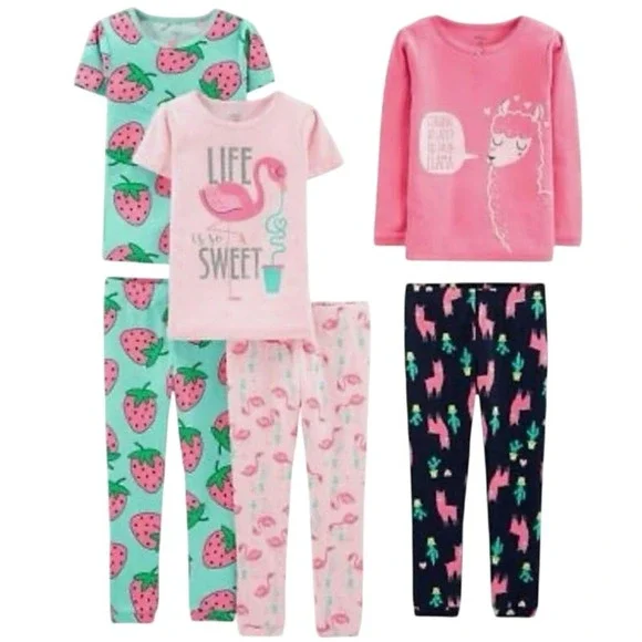 Simple Joys by Carter's Girls 6-Piece Snug Fit Cotton Pajama Set Size 2T Lounge‎