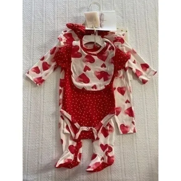 Jessica Simpson Baby Girl 4-pc Heart Bodysuit Set 3/6M