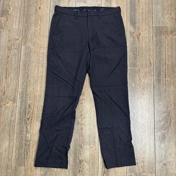 J.Crew Bedford Dress Pants Mens 33x32 Gray 100% Wool Flat Front Trousers