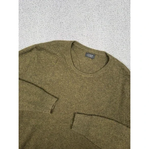 J Crew Sweater Mens L Green 100% Cashmere Crewneck Pullover Soft Lightweight