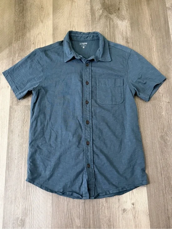 J. CREW NWOT Men’s Short-Sleeve Soft Button-Down Shirt in Slate Blue Size S