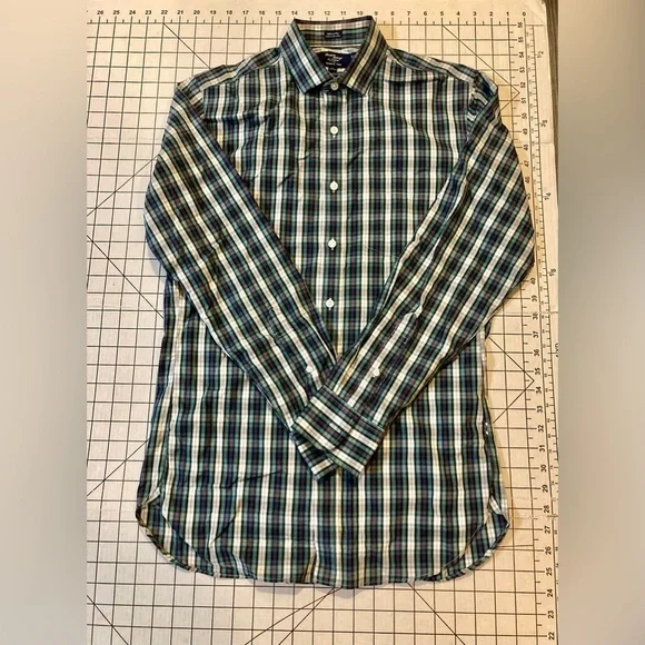 J. Crew Men’s Size Small Purple/Teal‎ Plaid Wrinkle Free Button Down Shirt