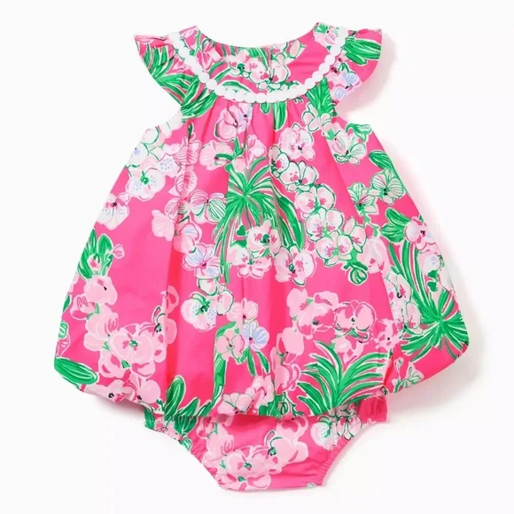 LILLY PULITZER®  Paloma Floral Bubble Dress & Bloomers Girls Toddler 12 18 Month