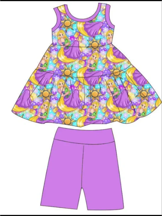 BAMBOO Purple & Yellow Princess Print Girls' peplum set