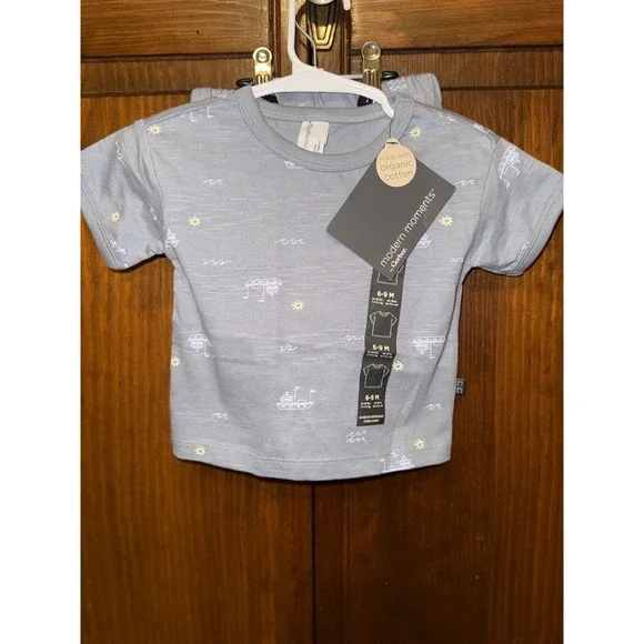 Modern Moments  Organic Cotton Nautical Boat T-Shirt and Shorts Set 6-9M