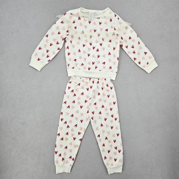 Lila & Jack 4T Heart Print Sweatshirt Jogger Set Girls Coquette Valentines Day