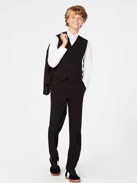 Boy's Formal Black Coat Vest & Pants Matching Set