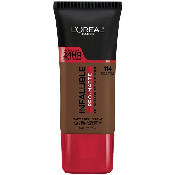 4 x L'oreal Paris Infallible Pro-Matte Foundation, 114 Rich Chocolate