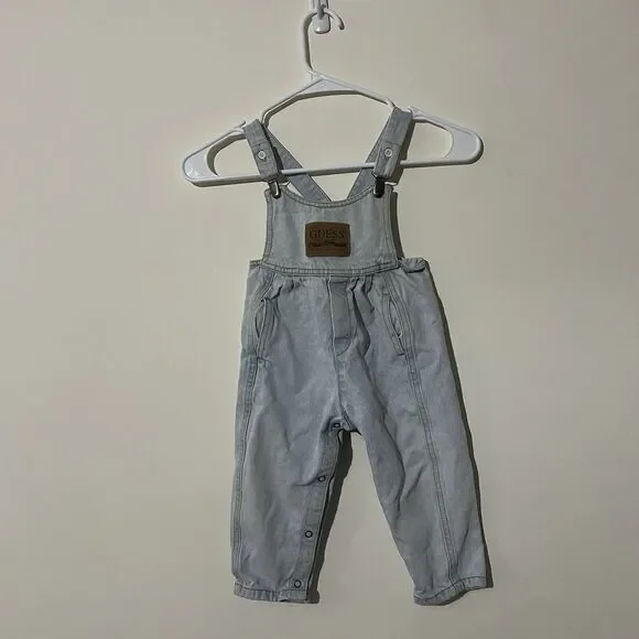 Vintage Guess baby overalls 24 months unisex Denim Dungarees, Snap Closure