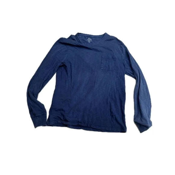 J Crew Mens Long Sleeve Shirt Medium Navy Blue Cotton Casual