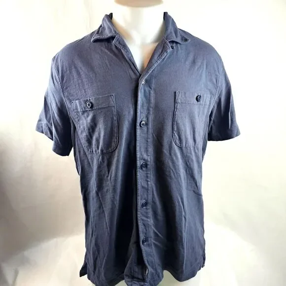 J Crew Shirt Mens Large Gray Garment Dyed Slub Cotton Button Up  Harbor Camp