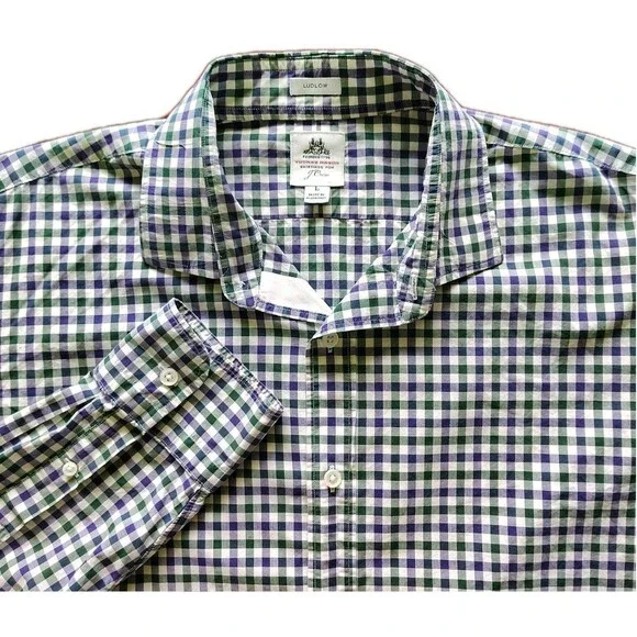 J.Crew Ludlow Thomas Mason Shirting Gingham Large Dress Shirt Mens Cotton Preppy