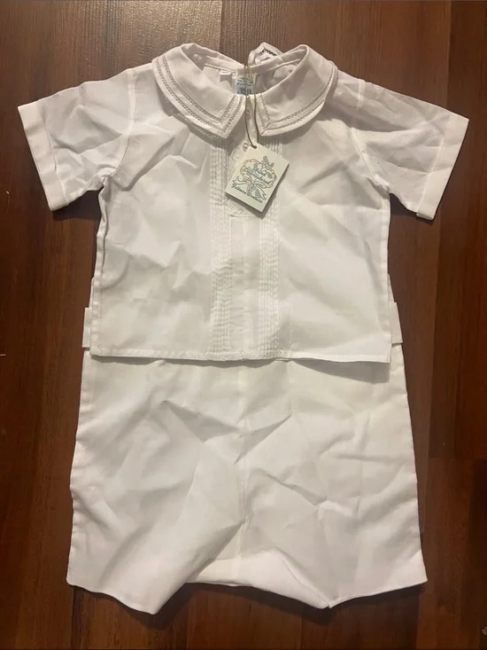 Feltman Brothers Hand Embroidered Christening Short Set Size 12 Months