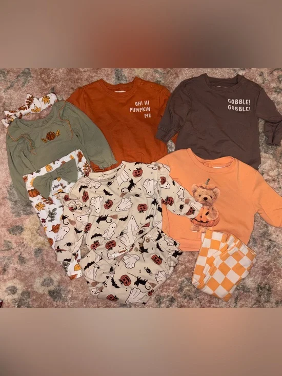 FALL BUNDLE! Baby Halloween & Fall Onesie Set - Pumpkin, Ghost & Plaid Prints