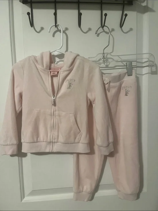 Juicy Couture Light Pink Velour Hoodie & Sweatpants Set