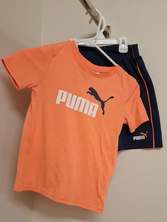 Puma Kids Matching Set Orange and Navy