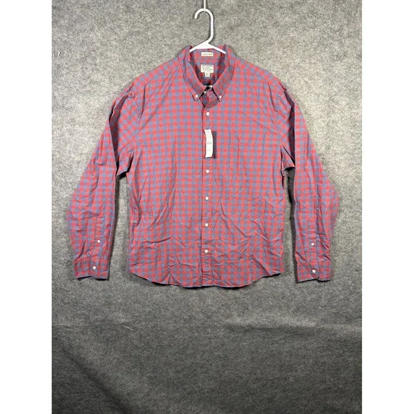 J.‎ Crew Mens XL Slim Untucked Stretch Secret Wash Shirt Red Blue Plaid