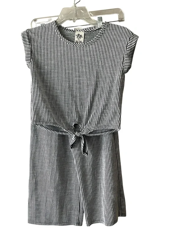 Lily Bleu Black & White Striped Tie-Front top and cropped pants