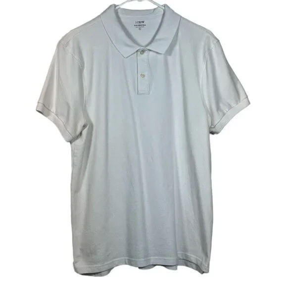 J Crew Large White Collared Pullover Pique Polo Casual Size Large EUC #0481-LA