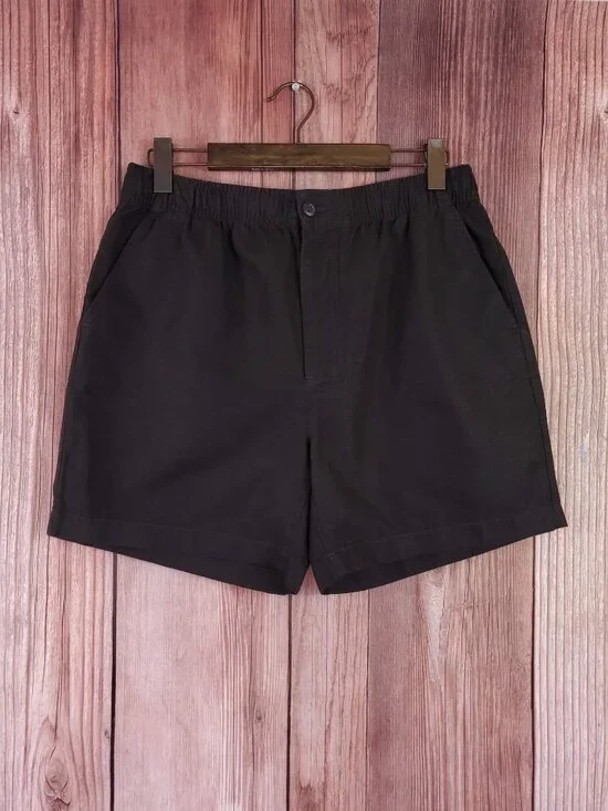 NWT J Crew Mens Medium 5.5'' Pier Shorts Linen Cotton Blend Dark Brown CH204
