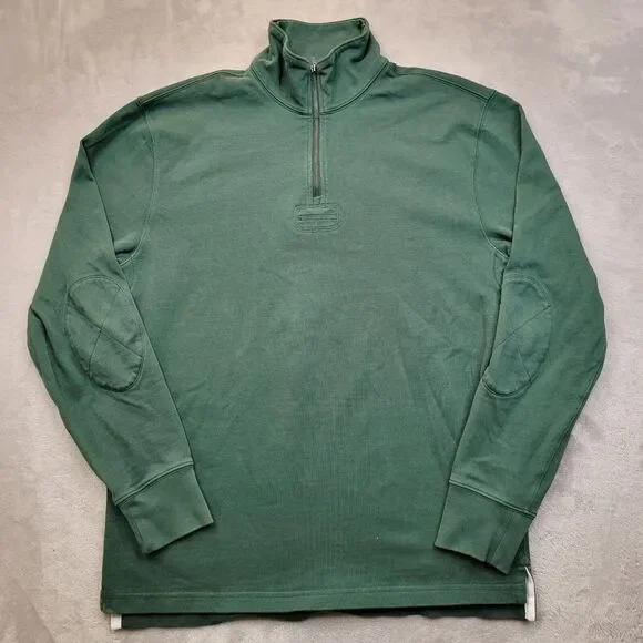 J Crew Sweater Men Small Green Oarsman Sweatshirt 1/4 Zip Cotton Reimagine Adult