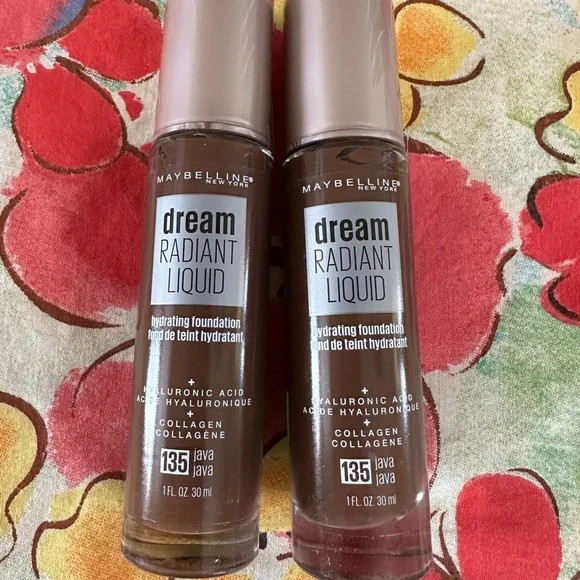 Maybelline Dream Radiant Liquid Hydrating Foundation, Java 135, 2 -pack New