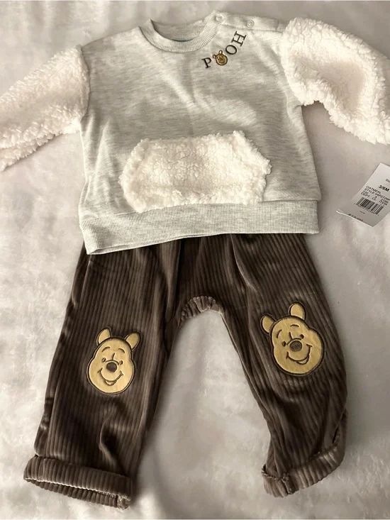 Disney Kids Matching Set - Cream Top with Brown Pooh Pants