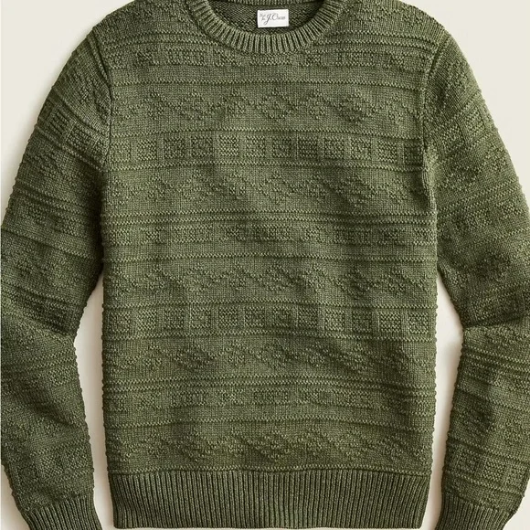 100% cotton J Crew Mens Olive Green Sweater