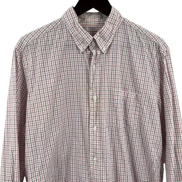 J Crew‎ Red and Blue Check Button Down Long Sleeve Short Size Large