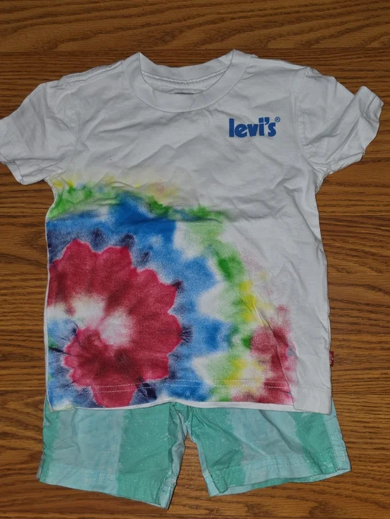 Levi's White Tie-Dye Logo Tee - Red Blue Green Yellow