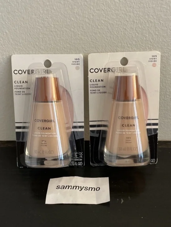 Covergirl Clean Liquid Foundation # 105 Ivory, 1 oz., x2 DISCONTINUED