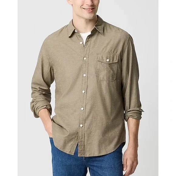 J.‎ Crew Men's Long Sleeve Button Down Shirt Faded Olive Nep Size XL NWT