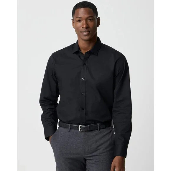 J.CREW Men's Wrinkle Free Dress Shirt XXL 18-18.5 Slim Black Long Sleeve NWT B18