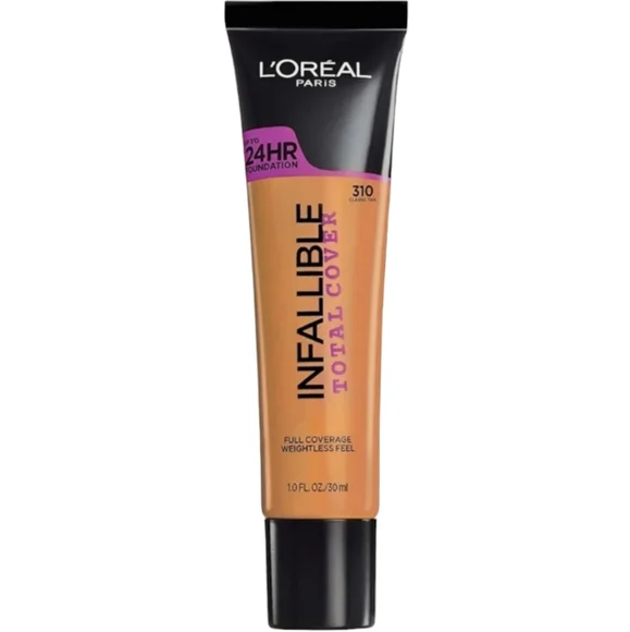 4 x L’Oréal Paris Infallible Total Cover Foundation, 310 Classic Tan, 1 FL oz