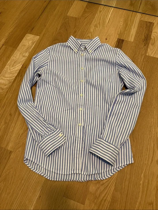 Classic Blue and White Stripe Button-Down Shirt - Women’s xs