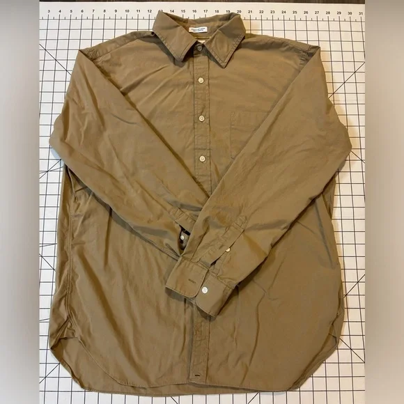 J. Crew Men’s Large Tan 2-Ply 100% Cotton Button‎ Down Shirt