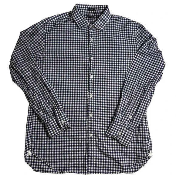 J Crew Ludlow Blue White Gingham Check Button Down‎ Shirt Mens XL  Dress Casual