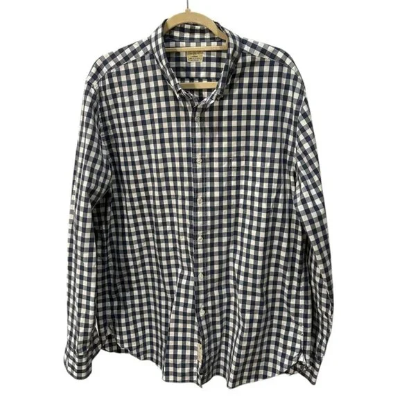 j. crew blue white buffalo check plaid 2 ply cotton mens shirt XL