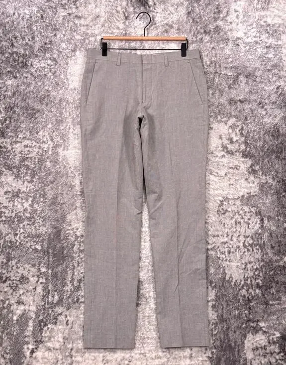 J Crew Pants 31 x 34 Mens Ludlow Slim Baird McNutt Irish Linen Gray Plaid