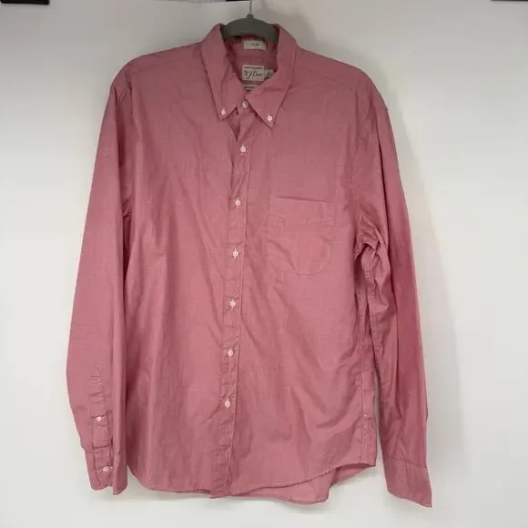 J. Crew Slim Secret Wash Cotton Poplin Shirt Men's Size L Maroon Eoe Style BJ742