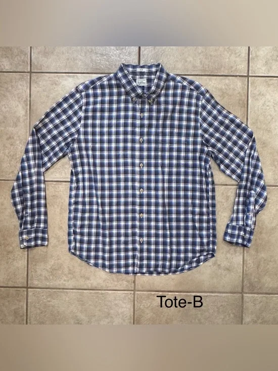 J. Crew Blue and White Plaid Button-Down Shirt - Men's Casual